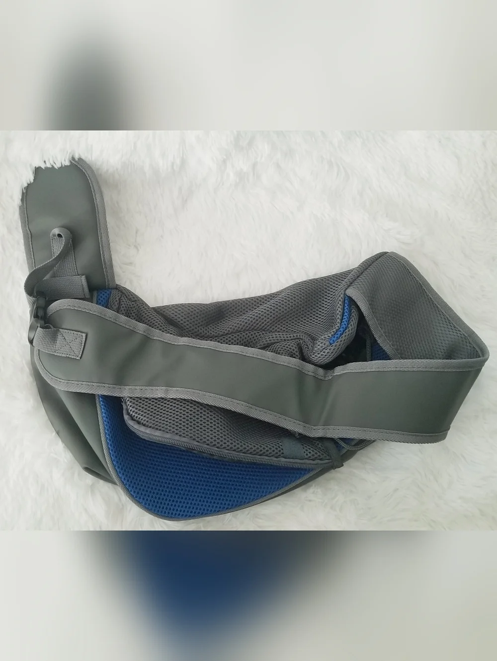 Pet Carrier Gray and Blue Pet Sling Carrier - Hands-Free Travel Sling